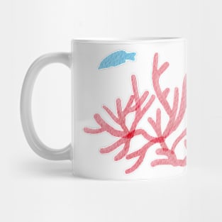 Pink coral and blue fish in the ocean Mug